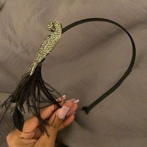 Black Bird Feather Headband with Matching Bracelet
